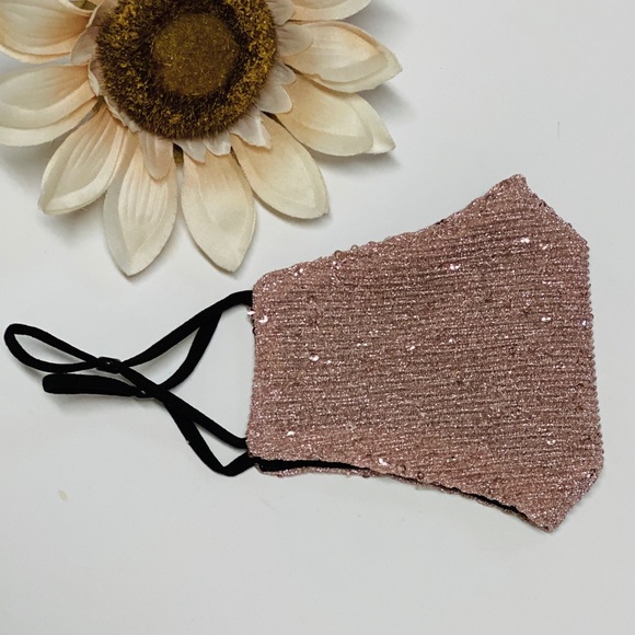 None Accessories - 🔥3/$20🔥Rose Gold Sequined Adjustable Face Mask